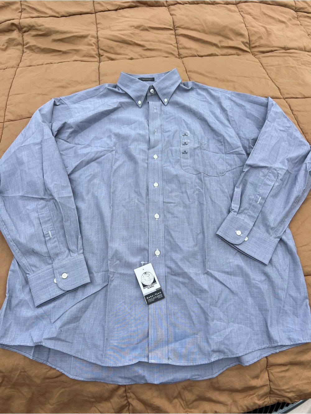 Arrow Men’s Gray Office Ready Button-Down Dress Shirt NWT Size 18